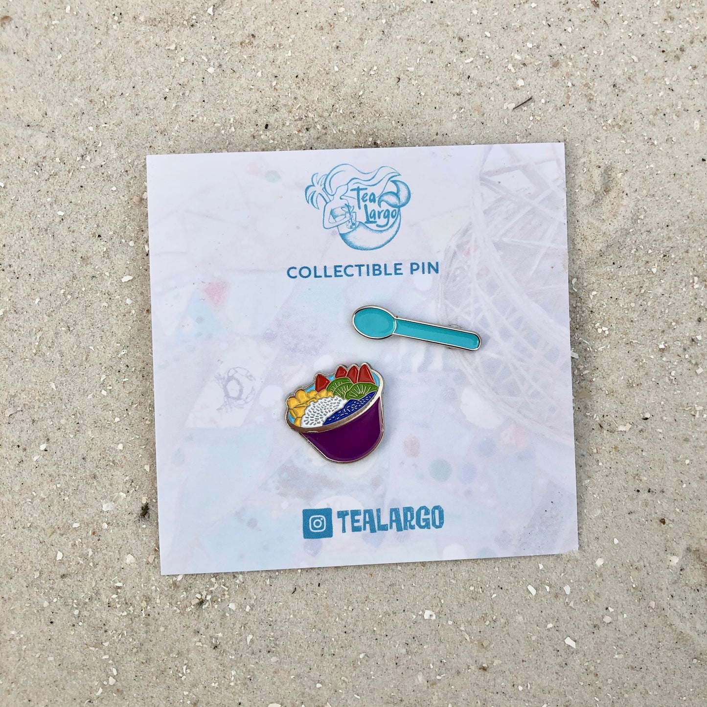 Acai Bowl with Blue Spoon Enamel Pin Set (2 pins) - Tea Largo