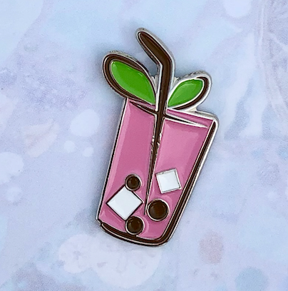 Strawberry Bubble Tea Enamel Pin - Tea Largo